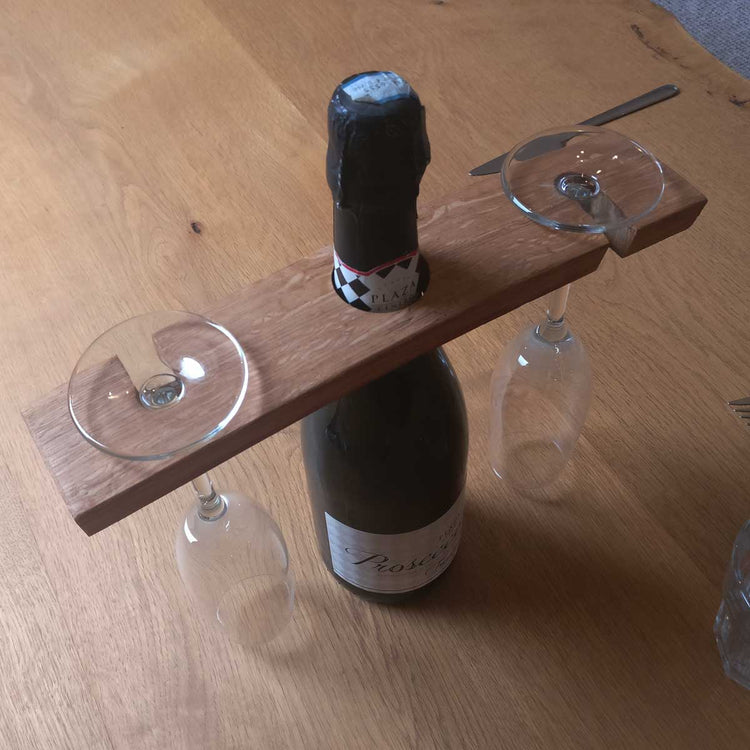 Oak Wine Barrel Stave Champagne / Wine Glass Holder