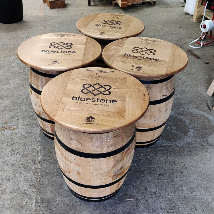 Round Wine Barrel Table with Handmade Barrel Stools