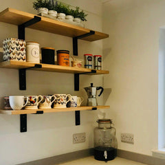 Oak Shelves with Brackets & Oils - Cut to Order Shelving, Custom Sizes