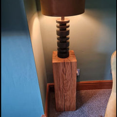 Solid Oak Beam Drinks Table / Lamp Stand