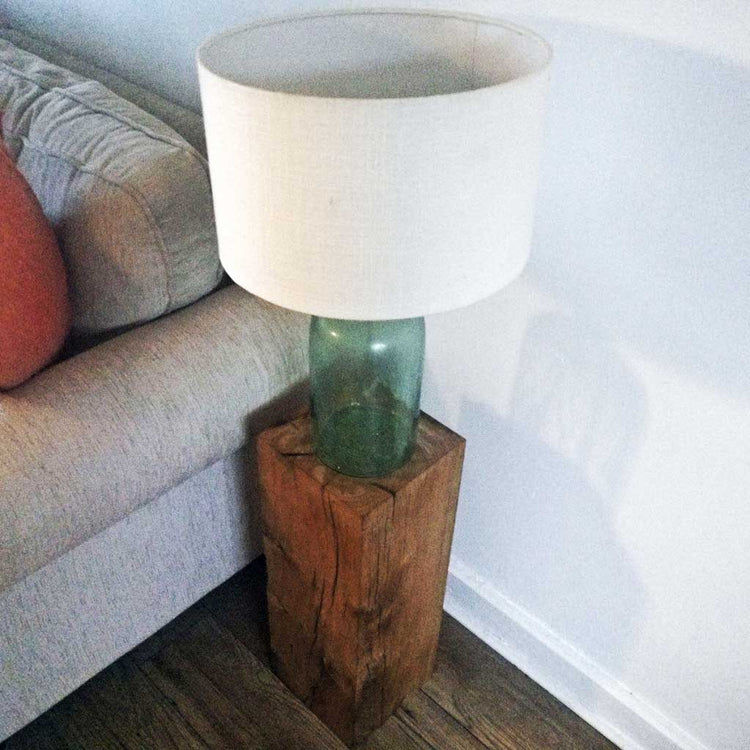 Solid Oak Beam Drinks Table / Lamp Stand