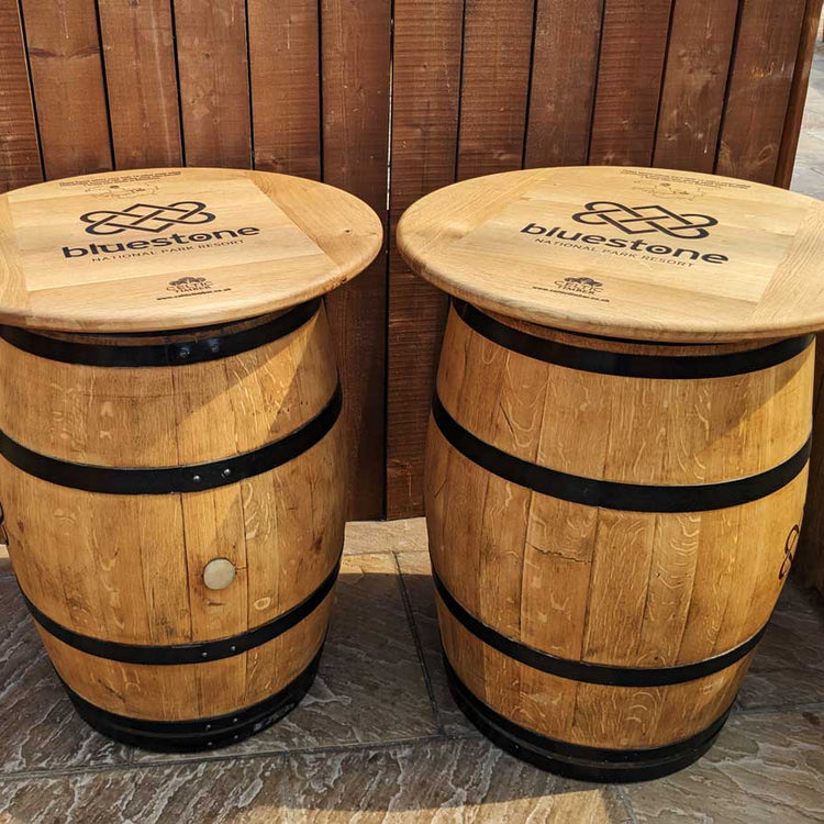 Round Wine Barrel Table with Handmade Barrel Stools