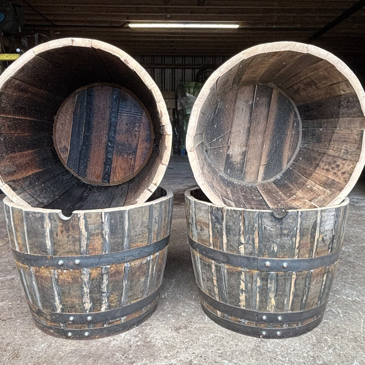 Oak Whisky Half Barrel Planters