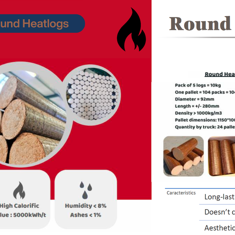 Round Hardwood Heat Logs – Premium Briquettes
