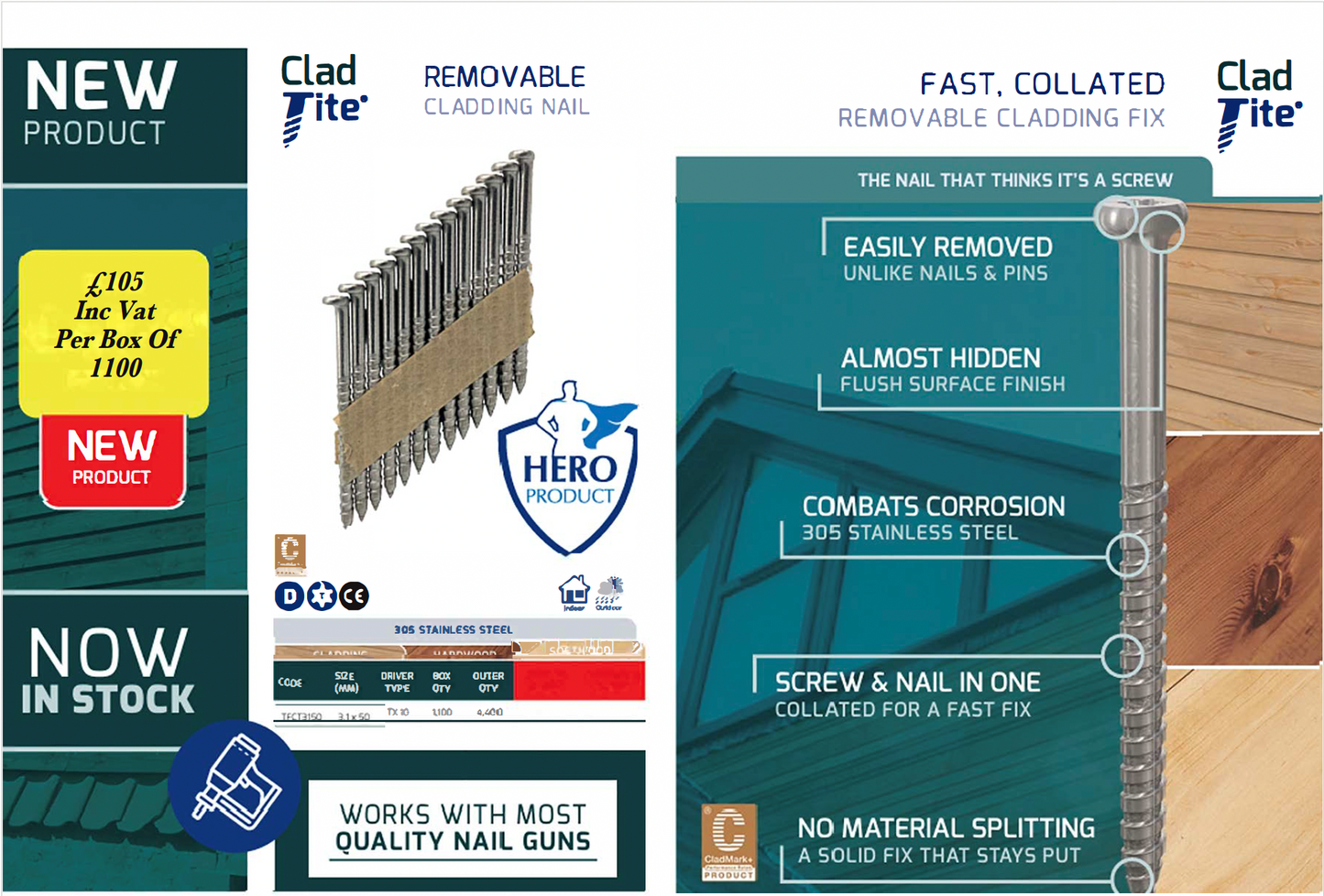 Stainless Steel Clad-Tite Nail Screws