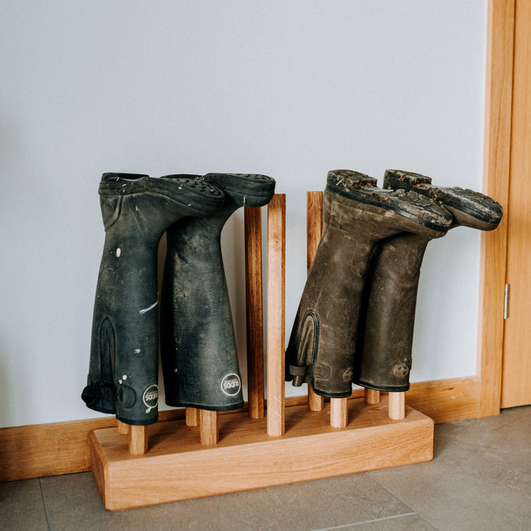 Solid Oak Welly Rack Stand