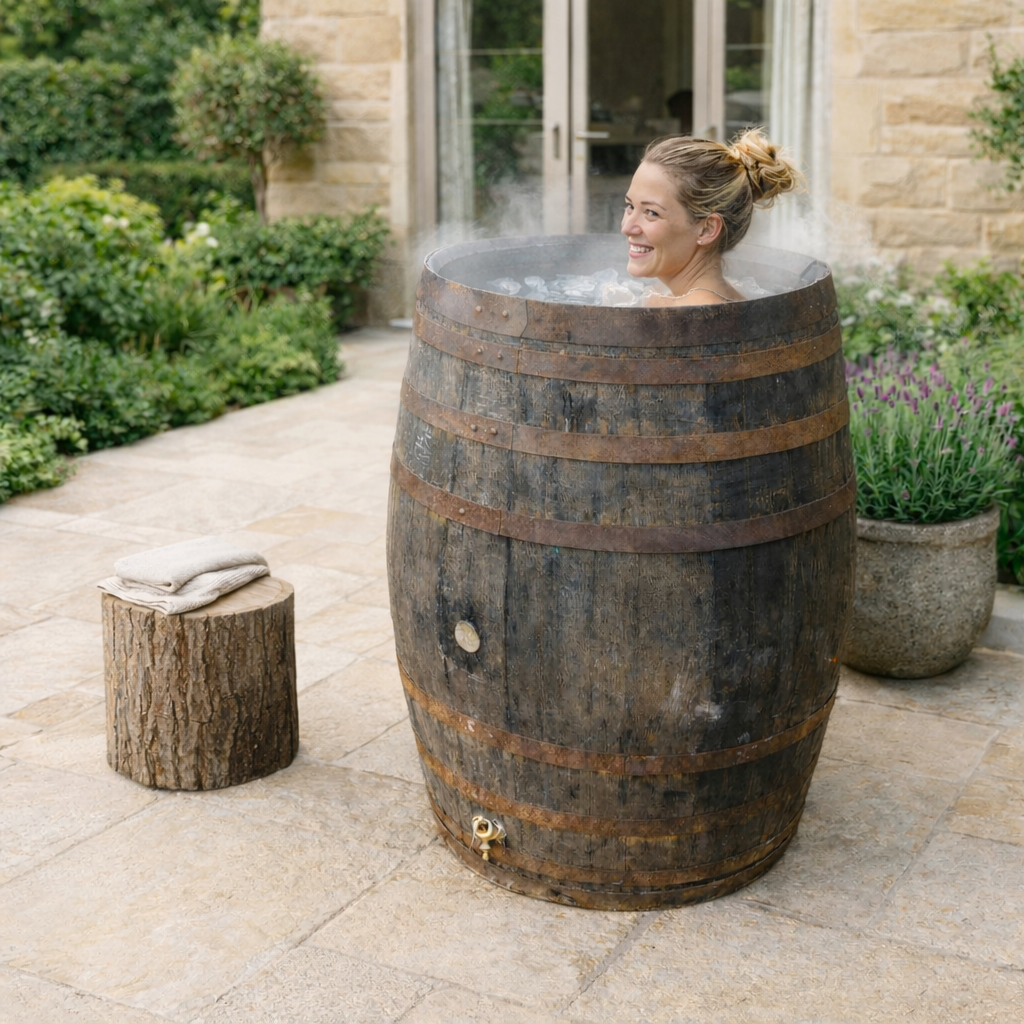 Authentic Oak Barrel Ice Baths – Real Wine & Whisky Barrels for Cold Water Plunge Therapy