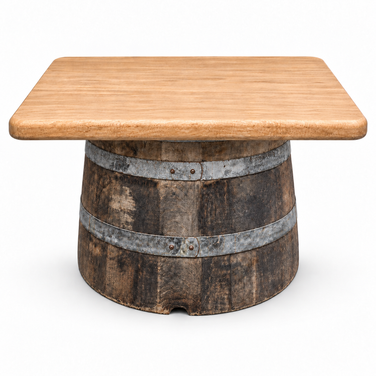 Round Wine Barrel Table with Handmade Barrel Stools