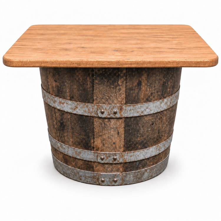 Round Wine Barrel Table with Handmade Barrel Stools