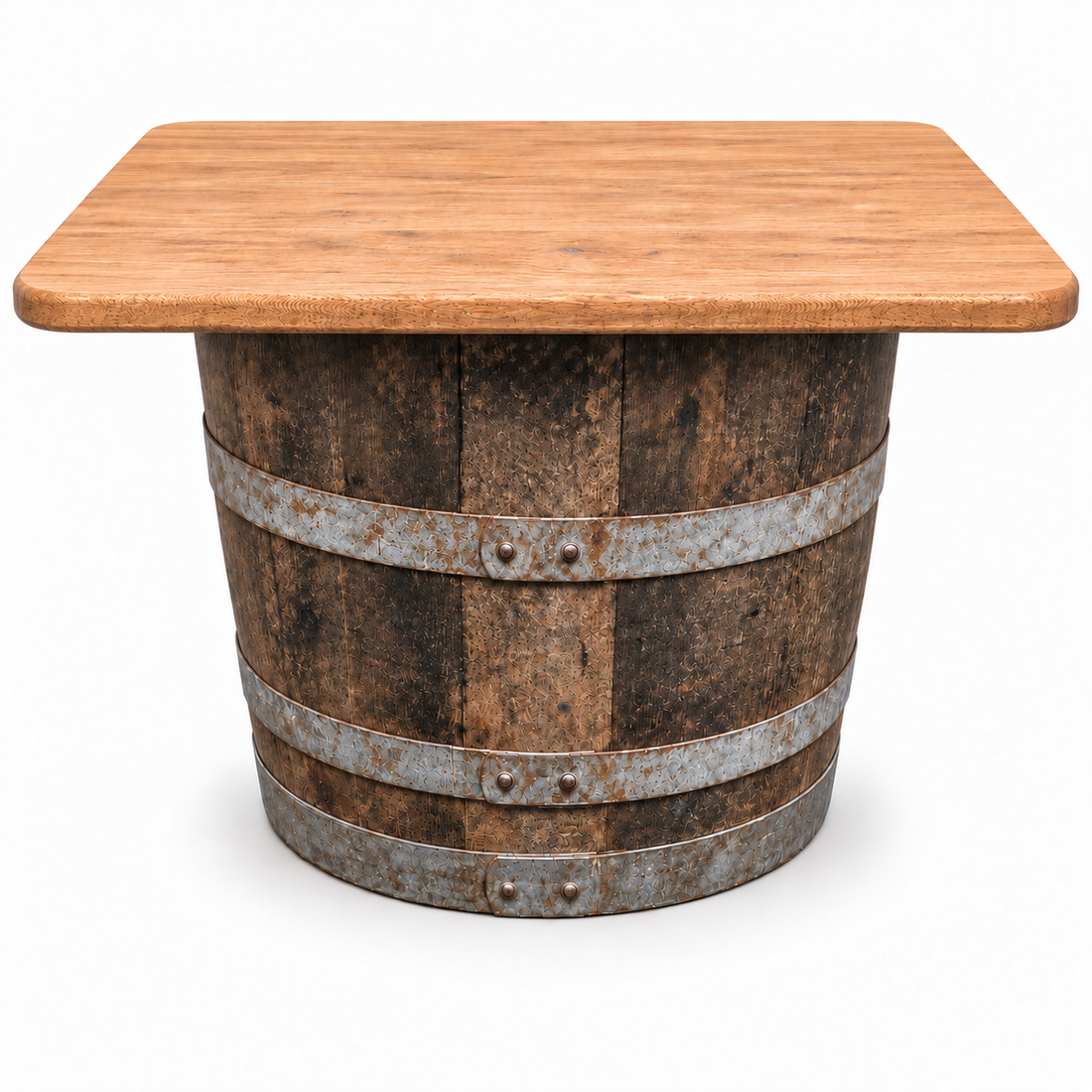 
                      
                        Round Wine Barrel Table with Handmade Barrel Stools
                      
                    