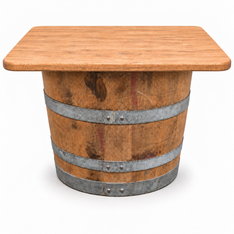 Round Wine Barrel Table with Handmade Barrel Stools