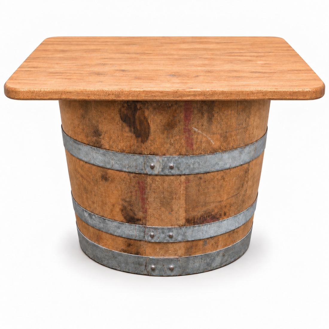 
                      
                        Round Wine Barrel Table with Handmade Barrel Stools
                      
                    