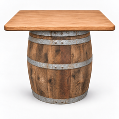 Round Wine Barrel Table with Handmade Barrel Stools