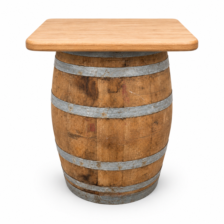 Round Wine Barrel Table with Handmade Barrel Stools