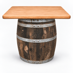 Round Wine Barrel Table with Handmade Barrel Stools