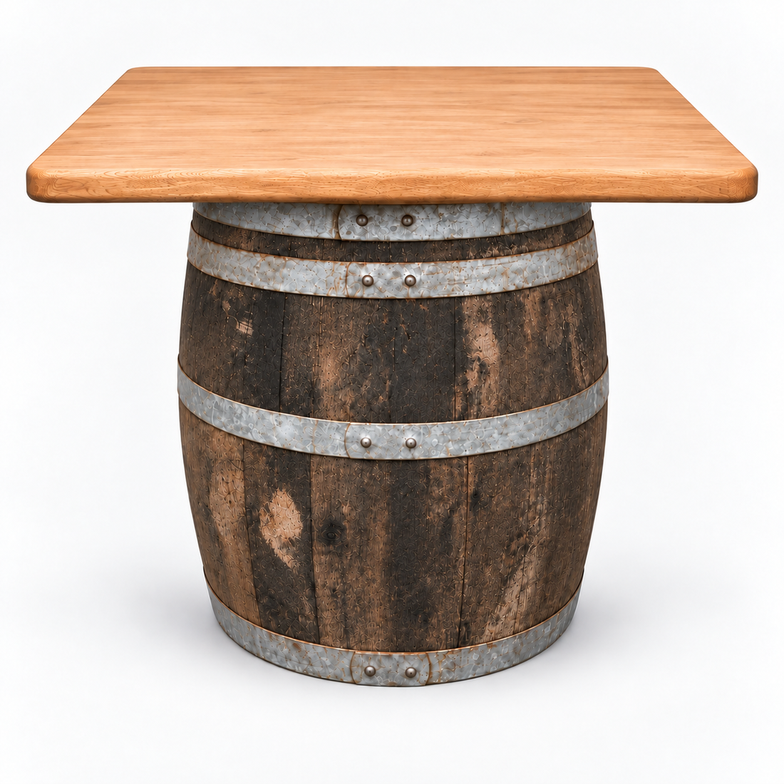 
                      
                        Round Wine Barrel Table with Handmade Barrel Stools
                      
                    