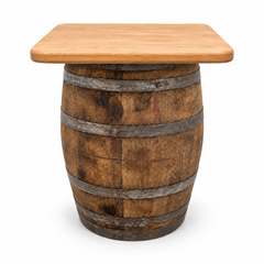 Round Wine Barrel Table with Handmade Barrel Stools