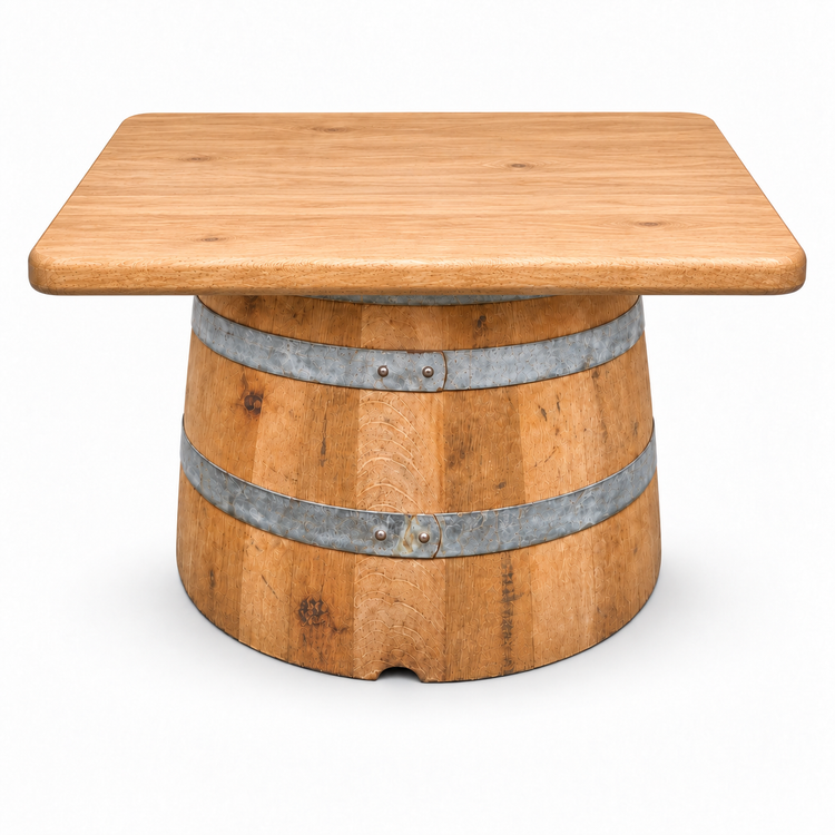 Round Wine Barrel Table with Handmade Barrel Stools