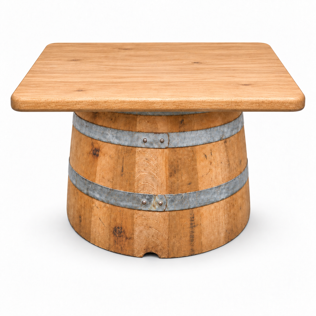 
                      
                        Round Wine Barrel Table with Handmade Barrel Stools
                      
                    