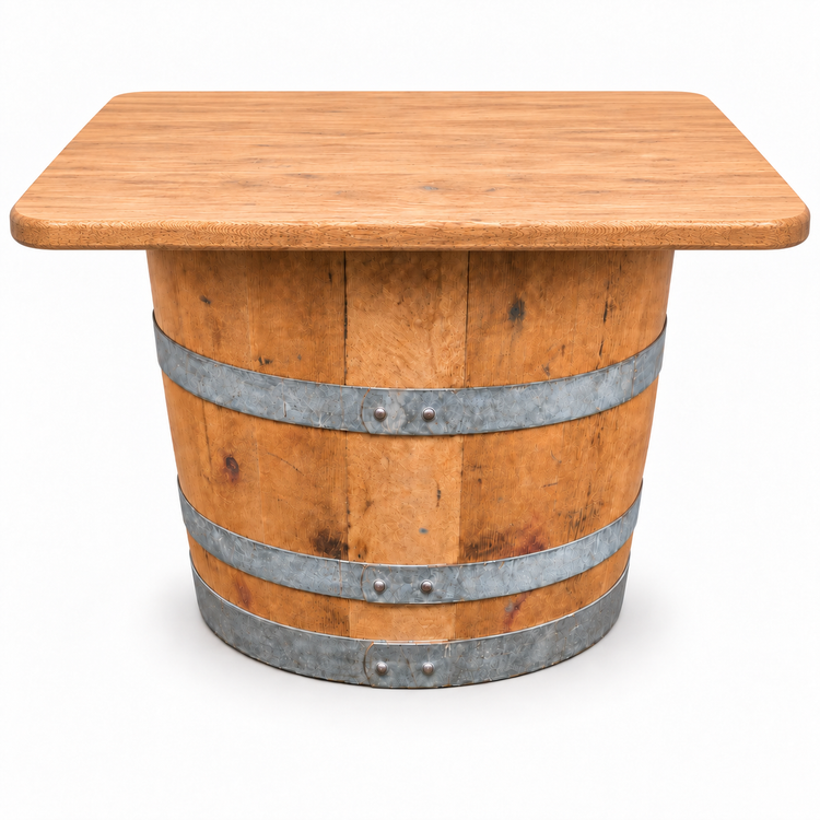 Round Wine Barrel Table with Handmade Barrel Stools