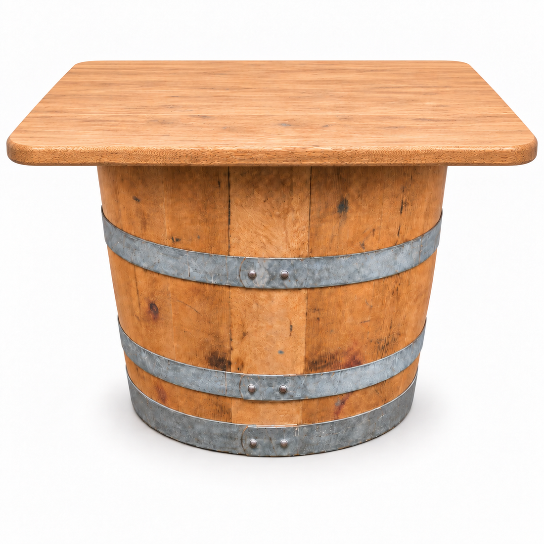 
                      
                        Round Wine Barrel Table with Handmade Barrel Stools
                      
                    