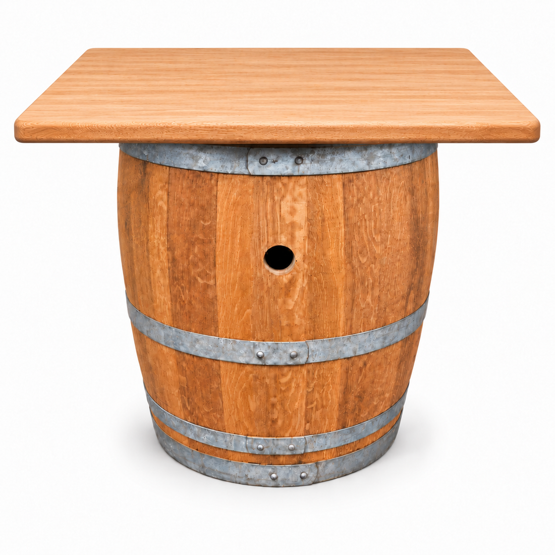 
                      
                        Round Wine Barrel Table with Handmade Barrel Stools
                      
                    