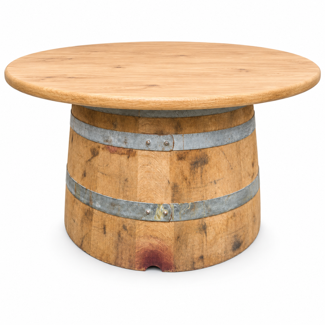 
                      
                        Round Wine Barrel Table with Handmade Barrel Stools
                      
                    