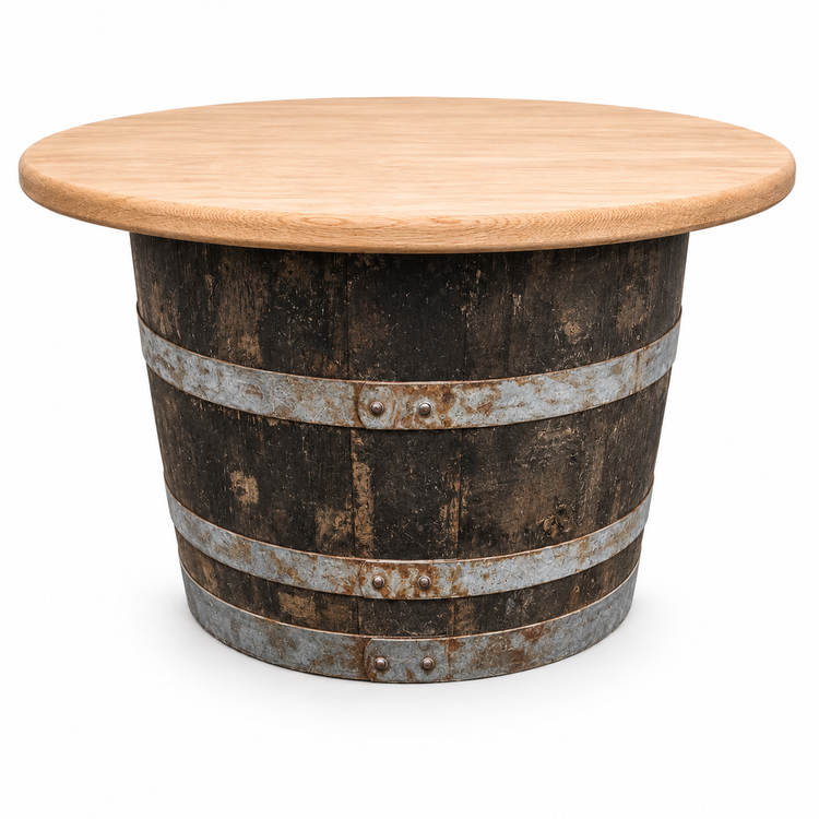 Round Wine Barrel Table with Handmade Barrel Stools