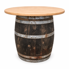 Round Wine Barrel Table with Handmade Barrel Stools