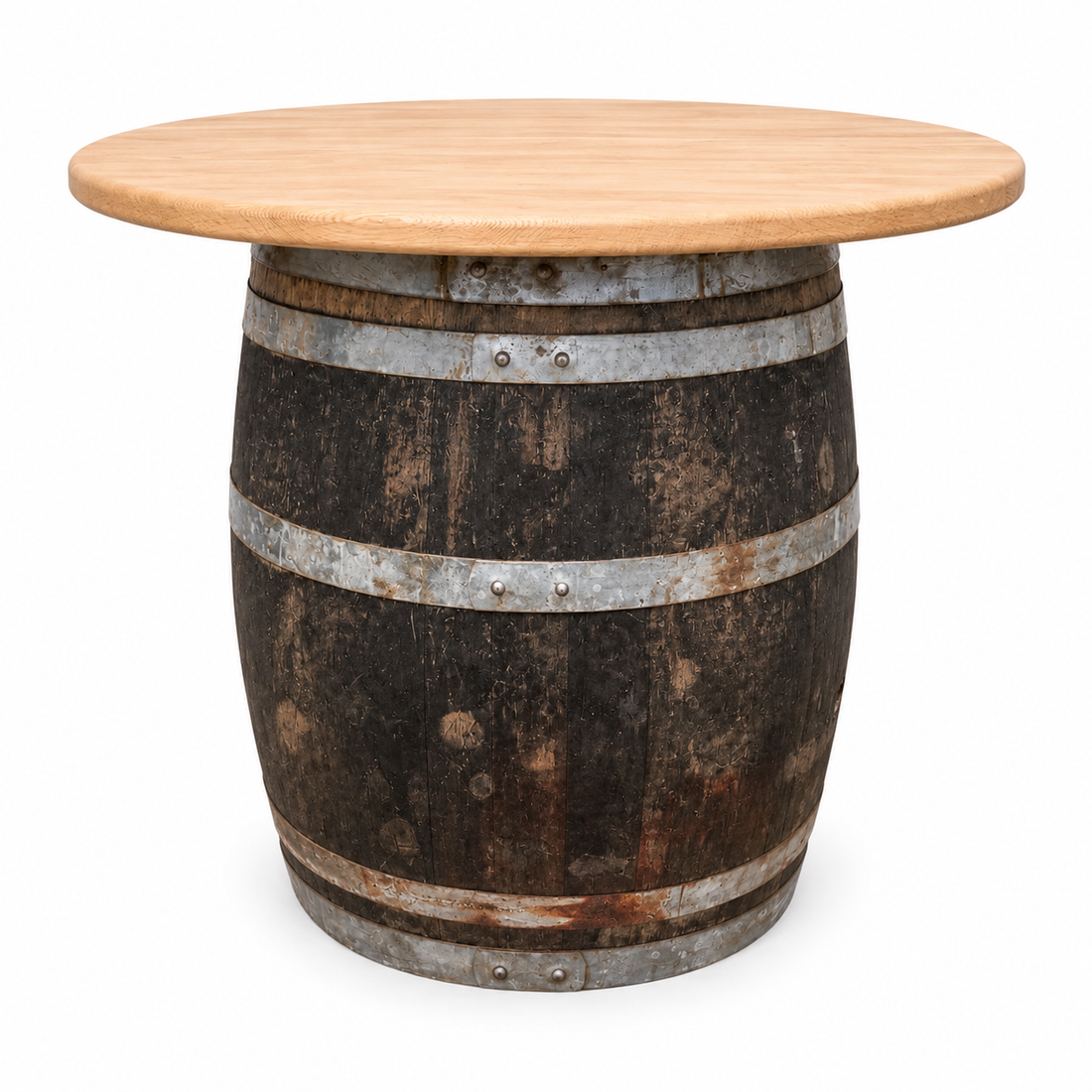 
                      
                        Round Wine Barrel Table with Handmade Barrel Stools
                      
                    