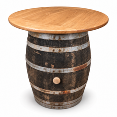 Round Wine Barrel Table with Handmade Barrel Stools