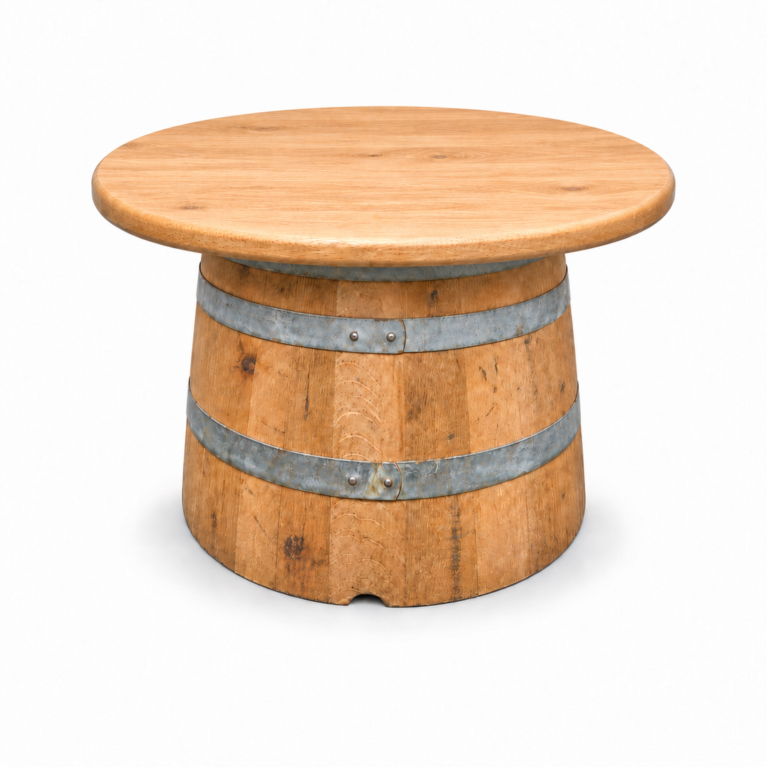 
                      
                        Round Wine Barrel Table with Handmade Barrel Stools
                      
                    