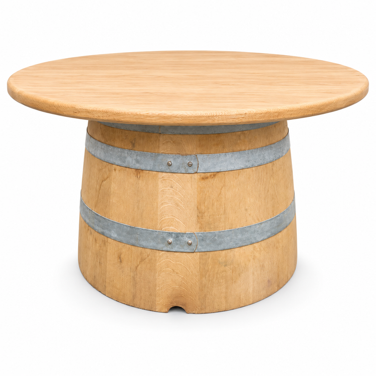 Round Wine Barrel Table with Handmade Barrel Stools