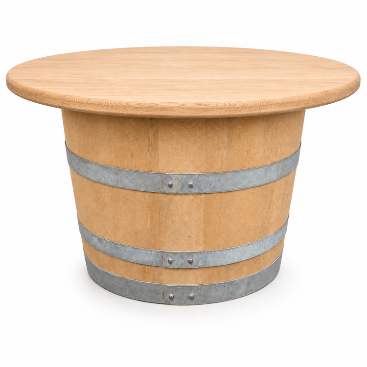 Round Wine Barrel Table with Handmade Barrel Stools
