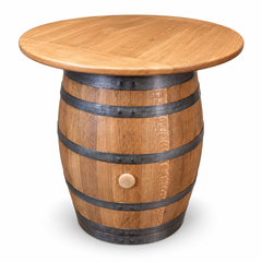 Round Wine Barrel Table with Handmade Barrel Stools