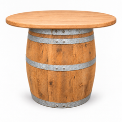 Round Wine Barrel Table with Handmade Barrel Stools