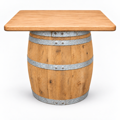 Round Wine Barrel Table with Handmade Barrel Stools