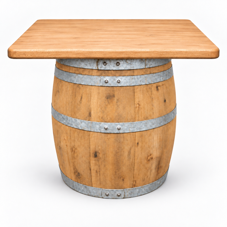 Round Wine Barrel Table with Handmade Barrel Stools