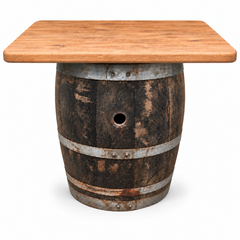 Round Wine Barrel Table with Handmade Barrel Stools