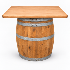 Round Wine Barrel Table with Handmade Barrel Stools