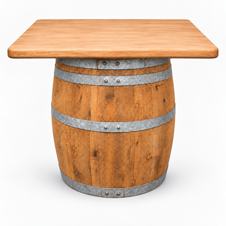 Round Wine Barrel Table with Handmade Barrel Stools