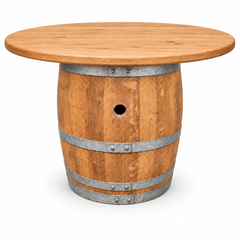 Round Wine Barrel Table with Handmade Barrel Stools