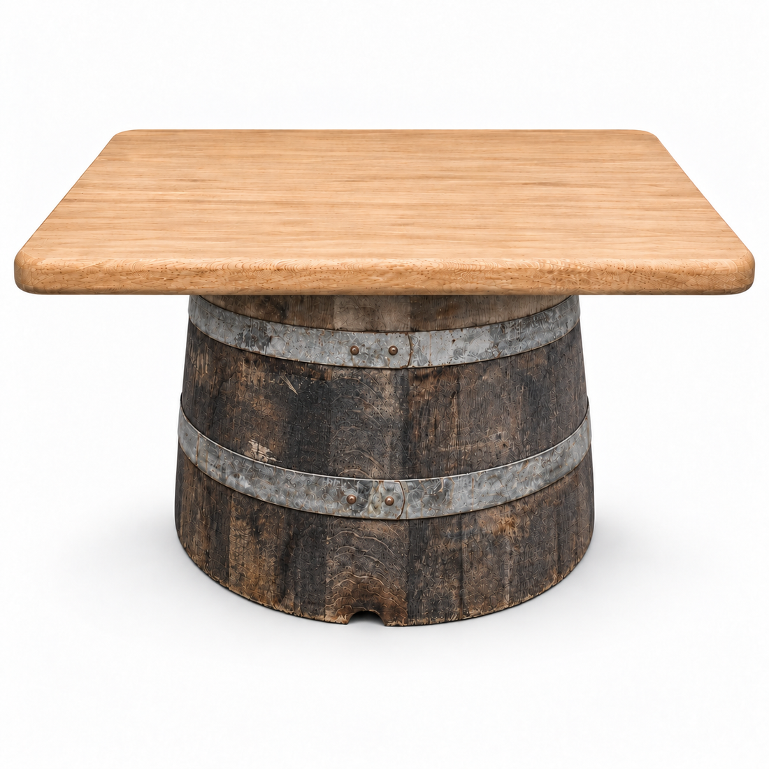 
                      
                        Round Wine Barrel Table with Handmade Barrel Stools
                      
                    
