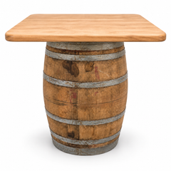 Round Wine Barrel Table with Handmade Barrel Stools