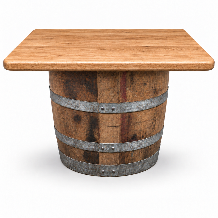 Round Wine Barrel Table with Handmade Barrel Stools