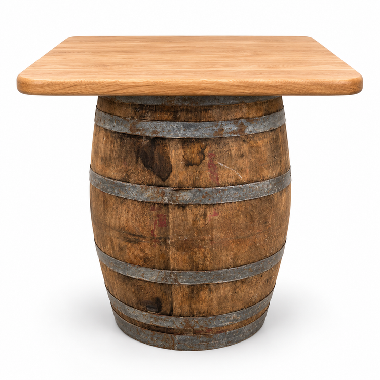 Round Wine Barrel Table with Handmade Barrel Stools