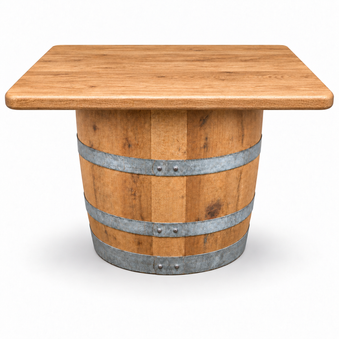
                      
                        Round Wine Barrel Table with Handmade Barrel Stools
                      
                    