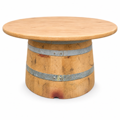 Round Wine Barrel Table with Handmade Barrel Stools