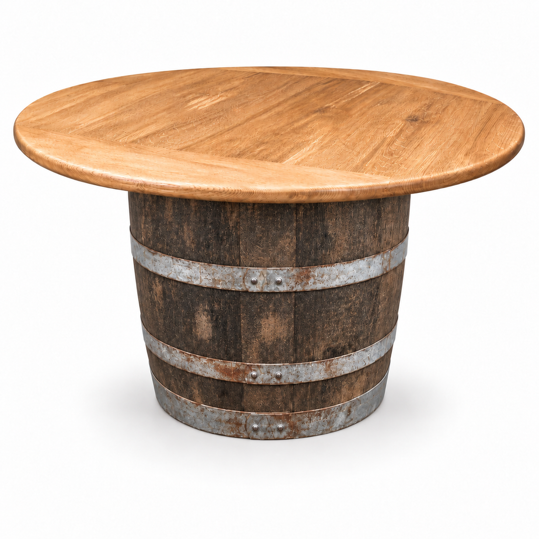 
                      
                        Round Wine Barrel Table with Handmade Barrel Stools
                      
                    