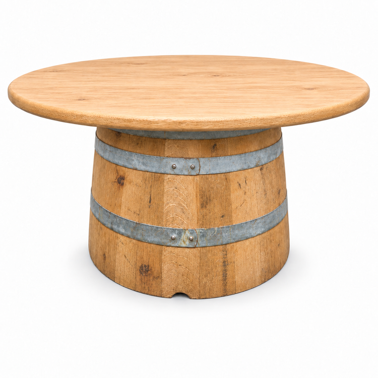 Round Wine Barrel Table with Handmade Barrel Stools